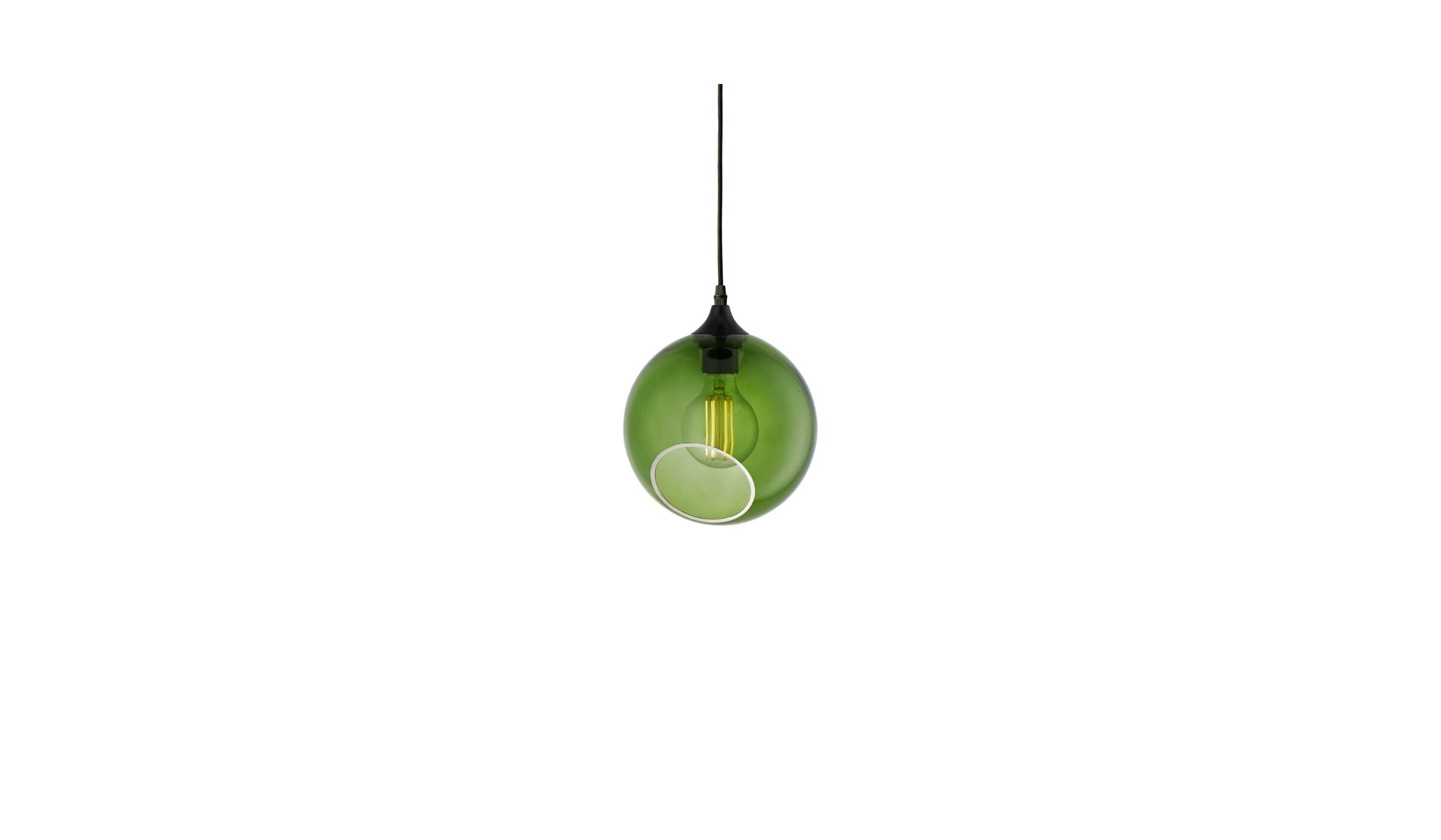 Lampe suspendue Ballroom, verre vert et douille noire