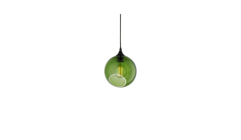 Lampe suspendue Ballroom, verre vert et douille noire