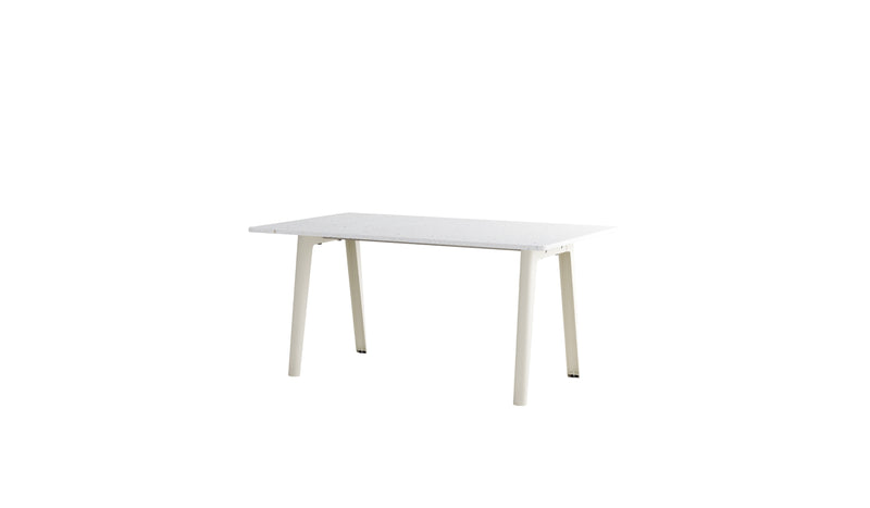 Table New Modern, 6 personnes, plastique recyclé blanc et acier blanc crème