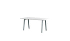 Table New Modern, 6 personnes, plastique recyclé blanc et acier bleu pâle