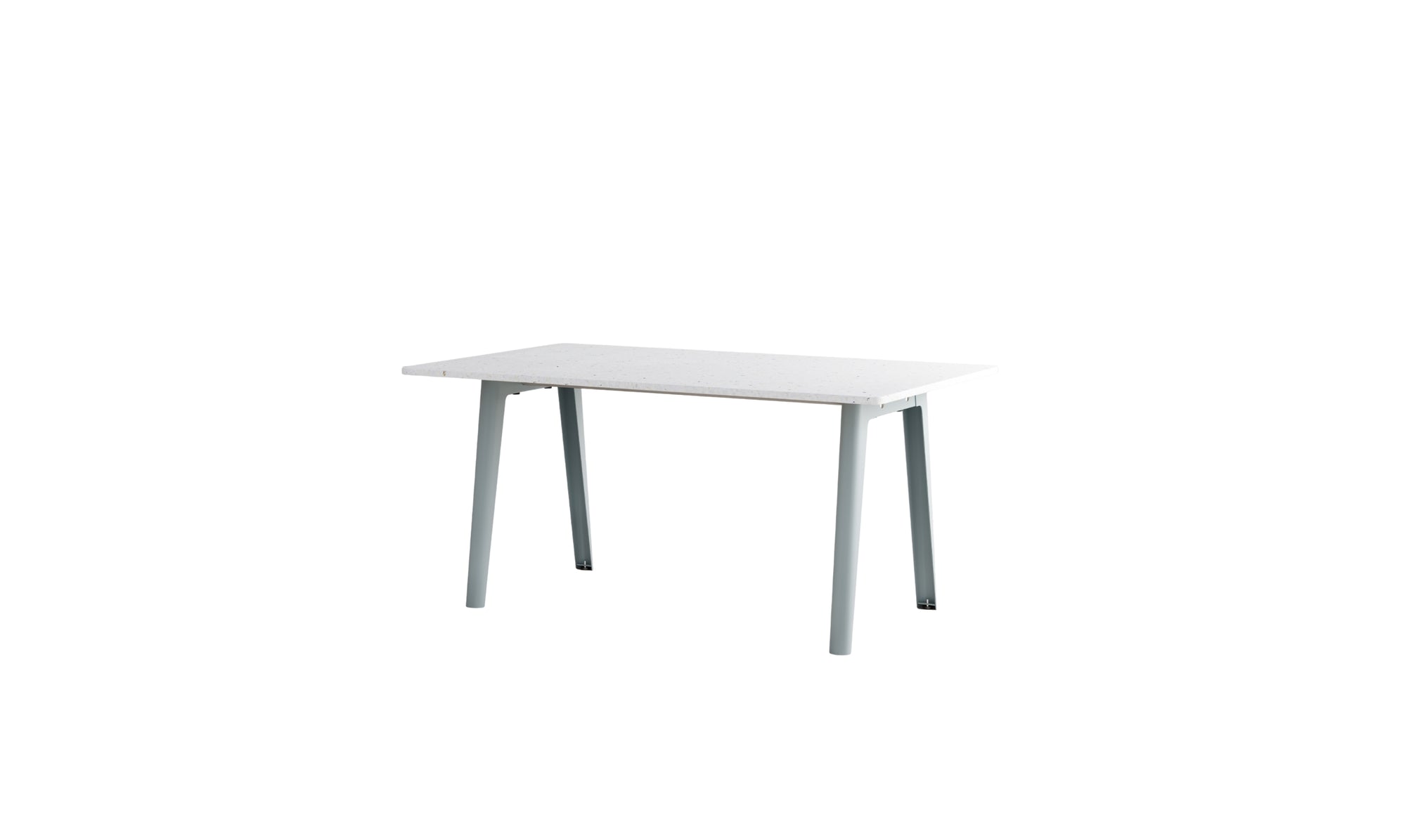 Table New Modern, 6 personnes, plastique recyclé blanc et acier bleu pâle