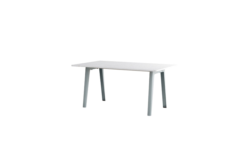 Table New Modern, 6 personnes, plastique recyclé blanc et acier bleu pâle