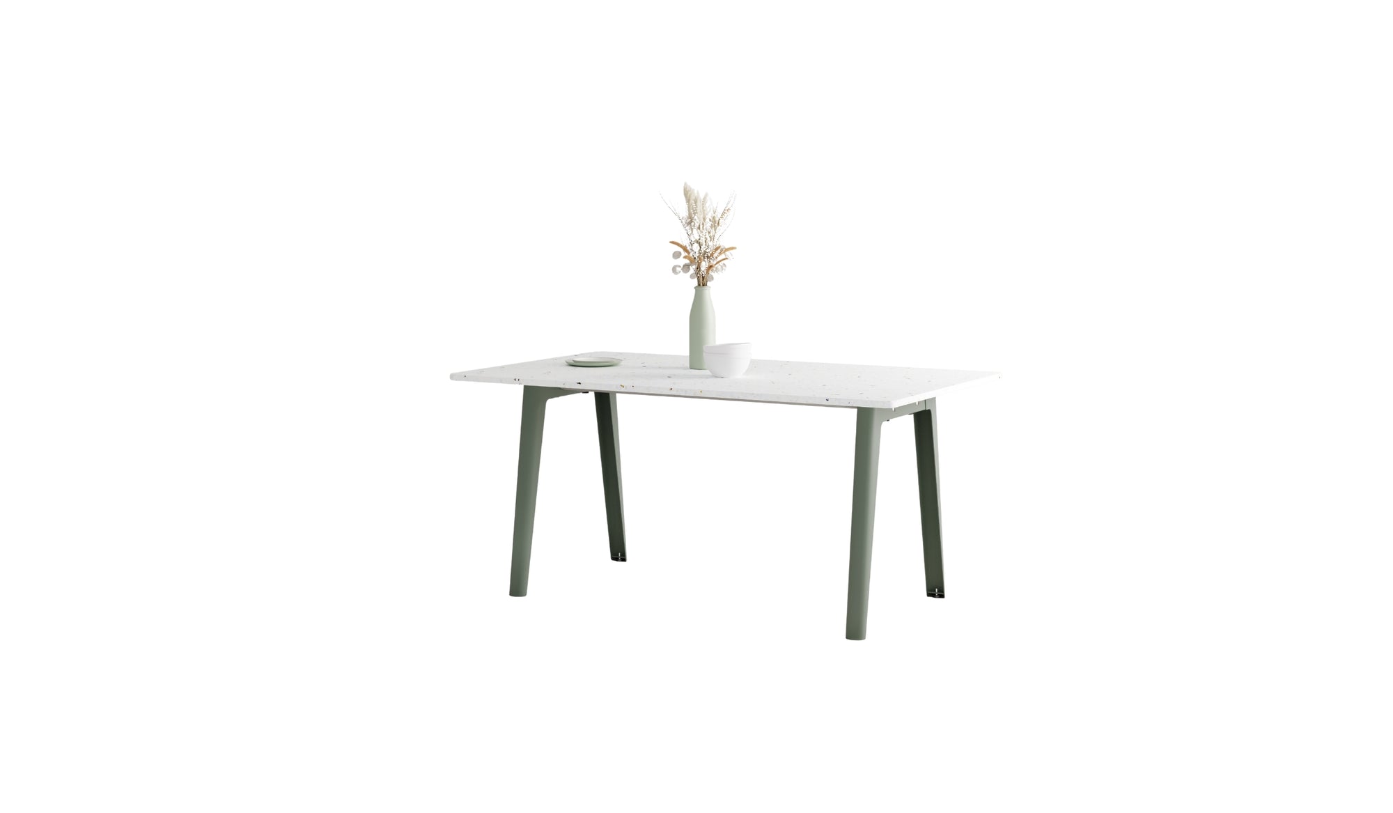 Table New Modern, 6 personnes, plastique recyclé blanc et acier gris eucalyptus