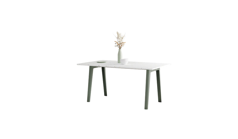 Table New Modern, 6 personnes, plastique recyclé blanc et acier gris eucalyptus