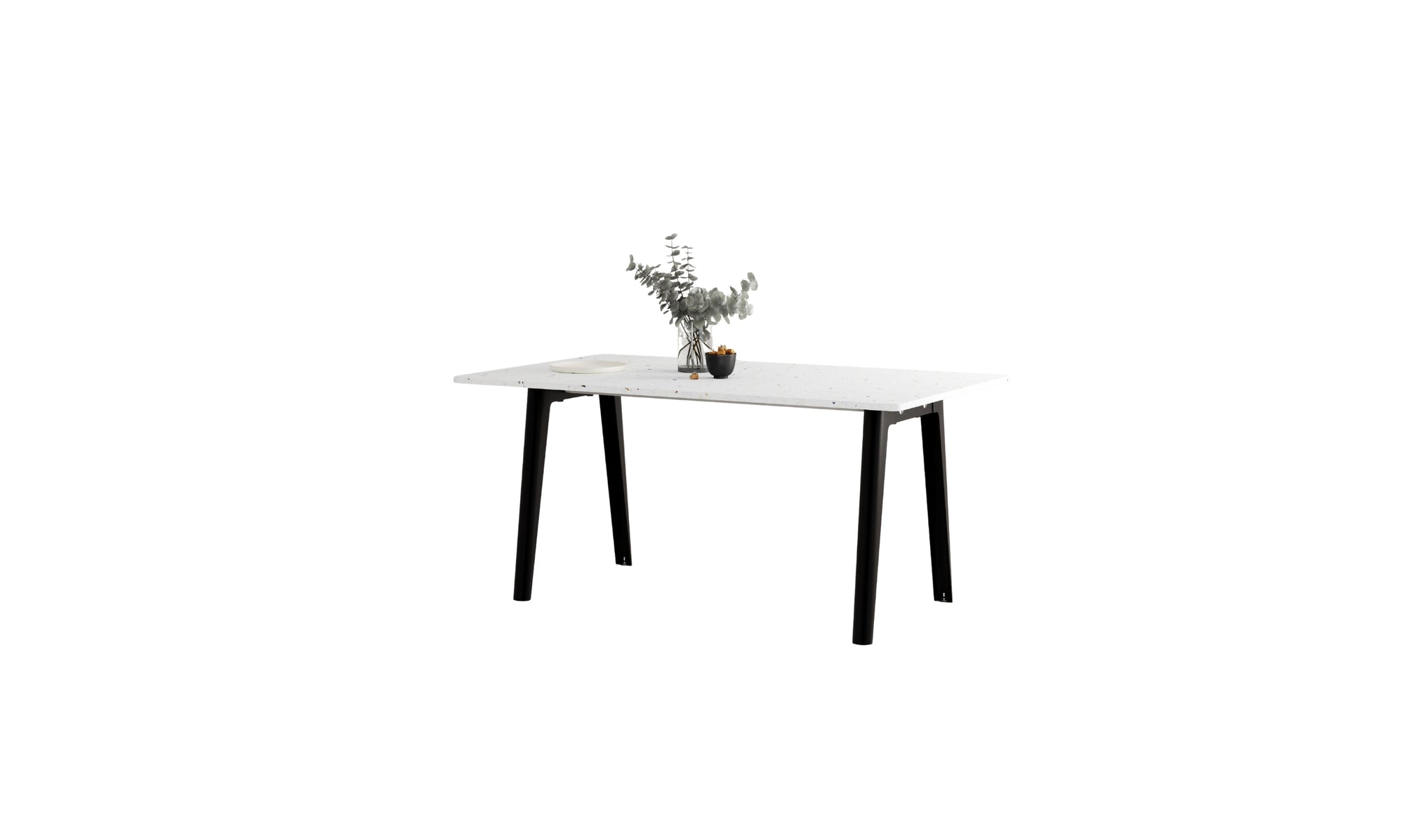 Table New Modern, 6 personnes, plastique recyclé blanc et acier noir graphite