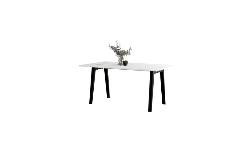 Table New Modern, 6 personnes, plastique recyclé blanc et acier noir graphite
