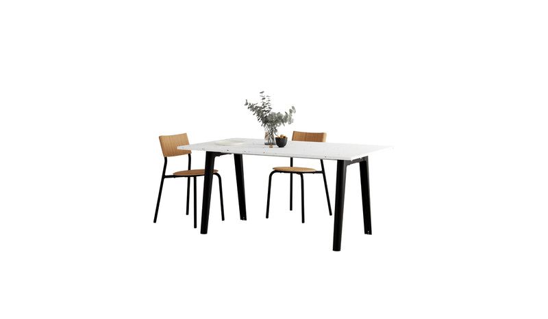 Table New Modern, 6 personnes, plastique recyclé blanc et acier noir graphite