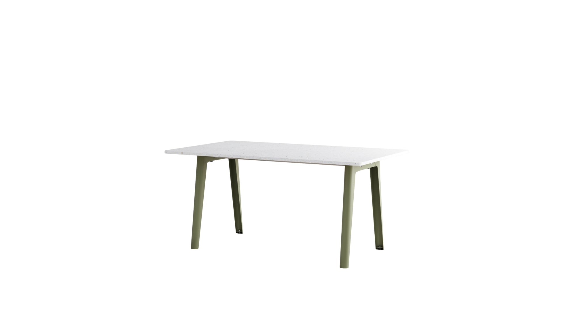 Table New Modern, 6 personnes, plastique recyclé blanc et acier vert kaki