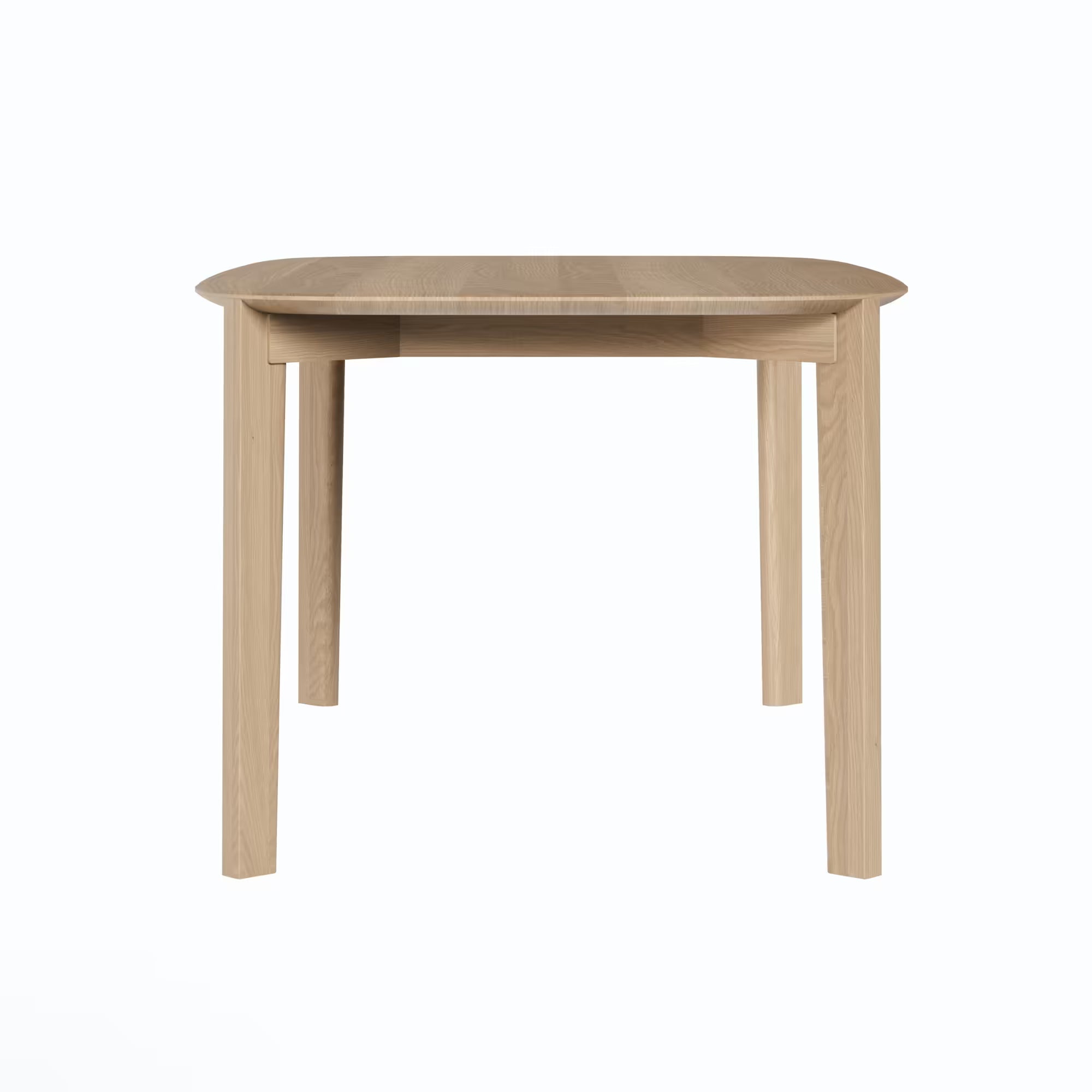 Vue frontale de la table Soma 180 cm de WeWood en chêne massif, 6 à 8 places, sur fond blanc