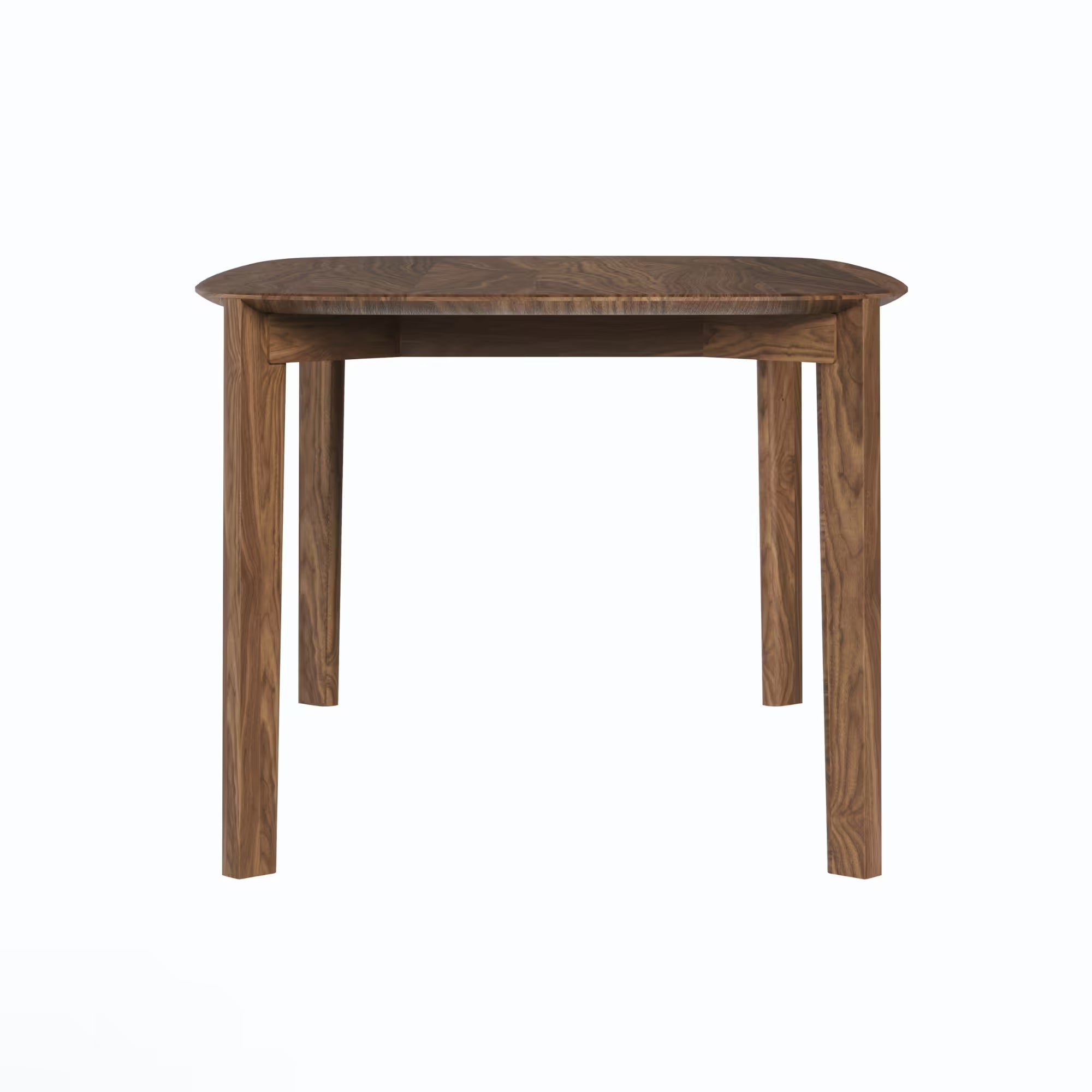 Vue frontale de la table Soma 180 cm de WeWood en noyer massif, 6 à 8 places, sur fond blanc