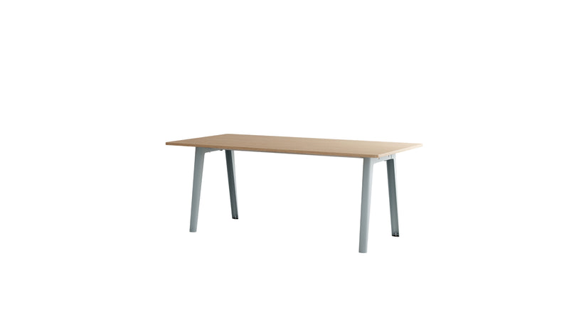 Table New Modern, 8 personnes, bois et acier bleu pâle