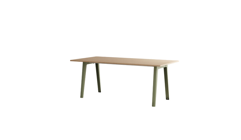 Table New Modern, 8 personnes, bois et acier vert kaki