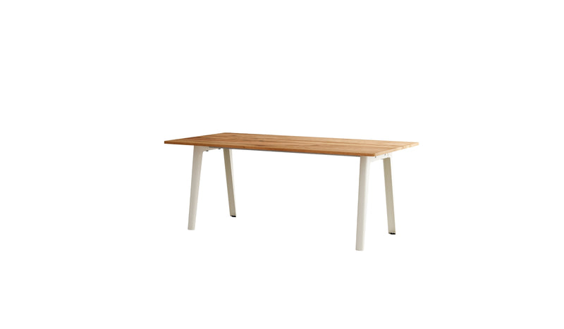 New Modern table, recycled wood and steel, 8 people, cloud white