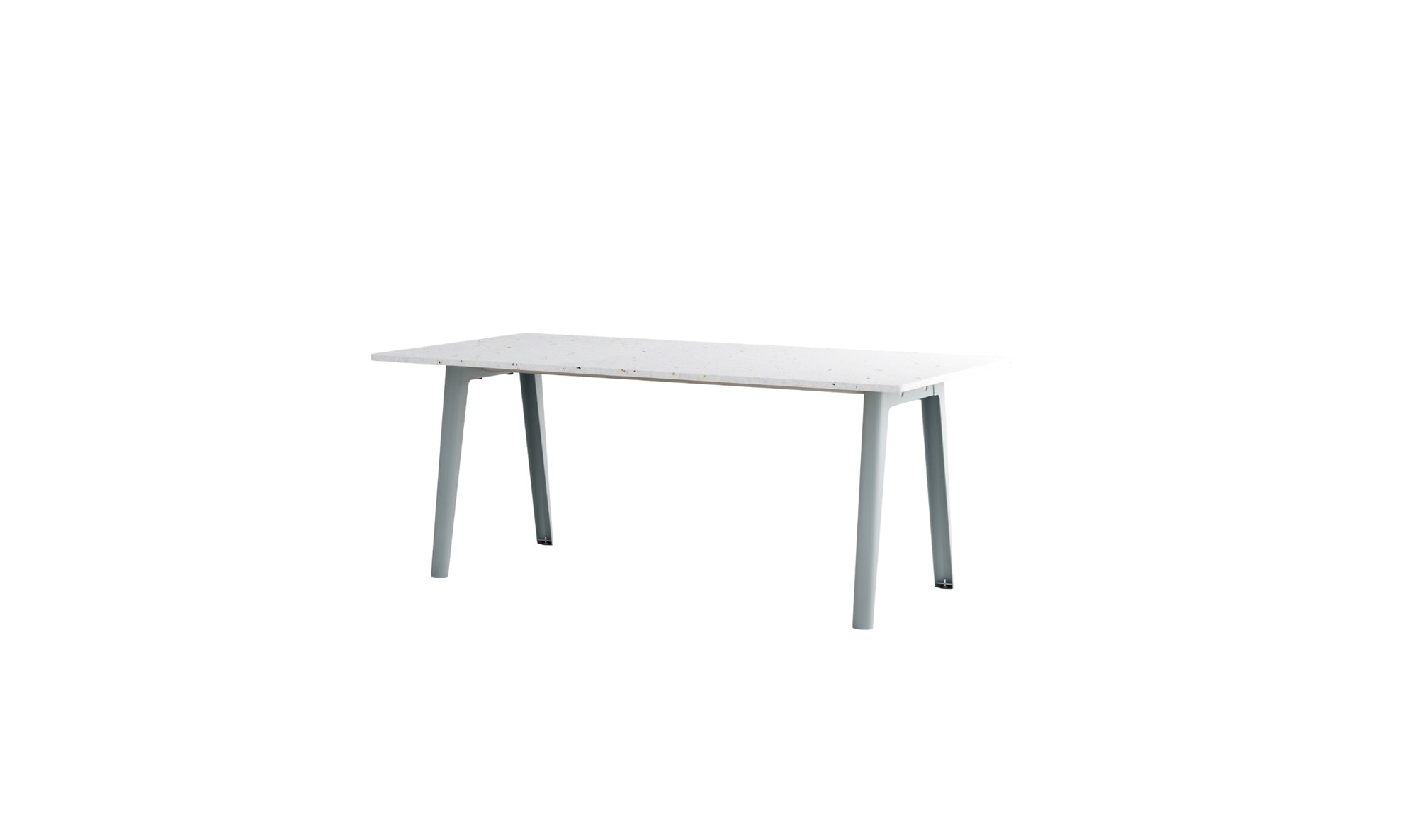 Table New Modern, 8 personnes, plastique recyclé blanc et acier bleu pâle