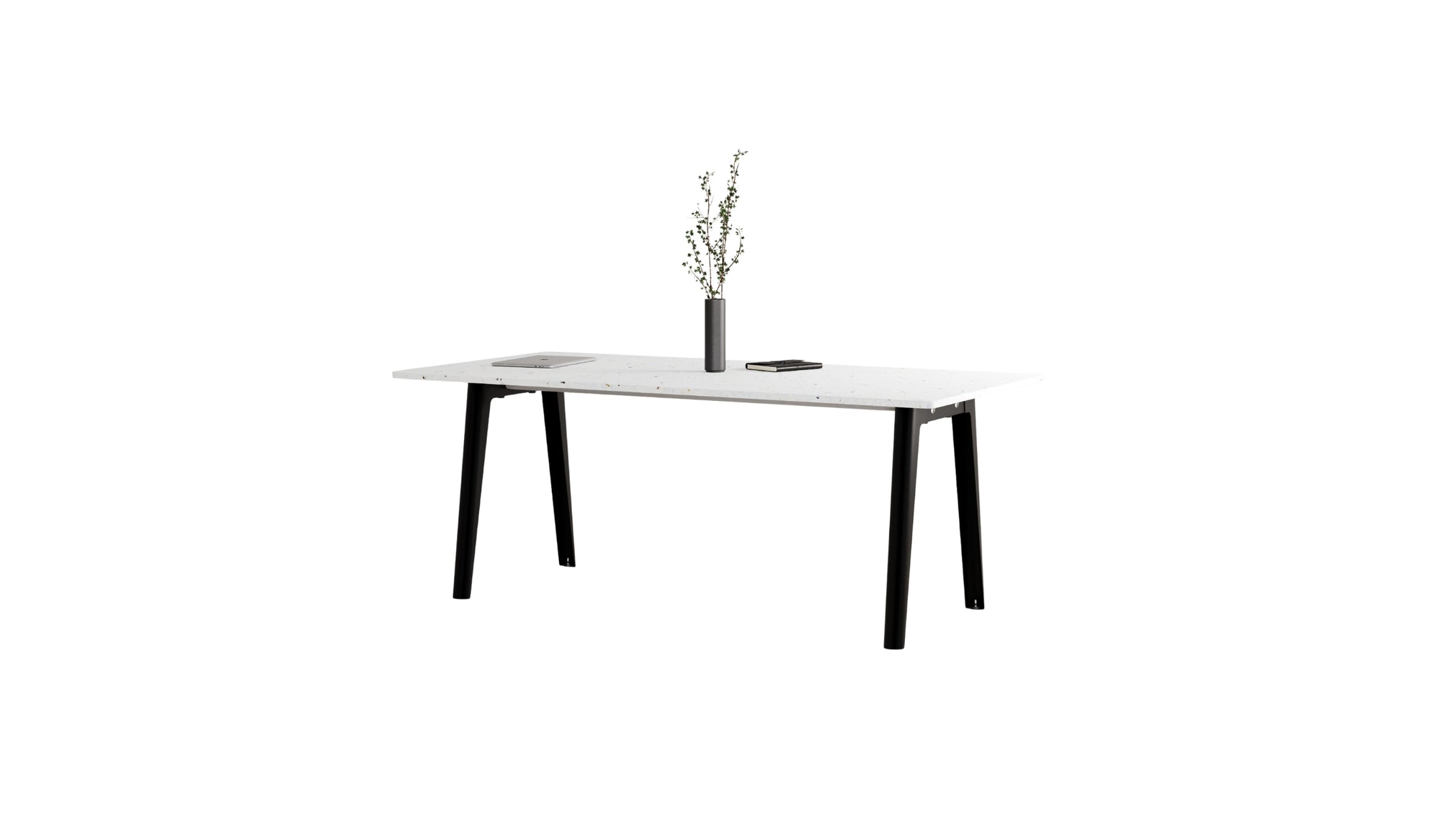 Table New Modern, 8 personnes, plastique recyclé blanc et acier noir graphite