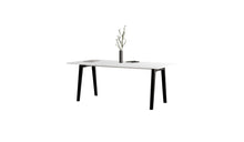 Table New Modern, 8 personnes, plastique recyclé blanc et acier noir graphite