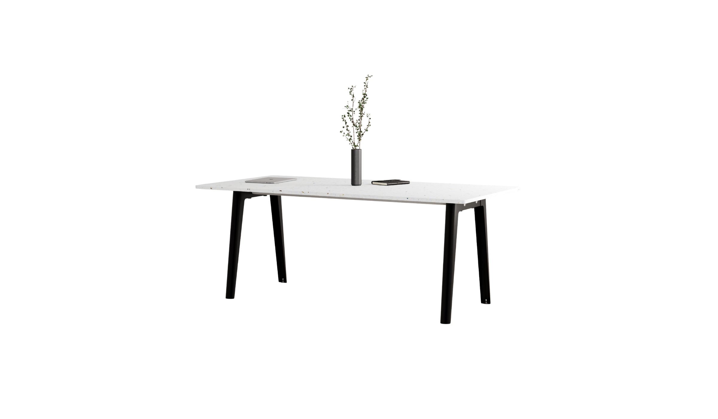 Table New Modern, 8 personnes, plastique recyclé blanc et acier noir graphite