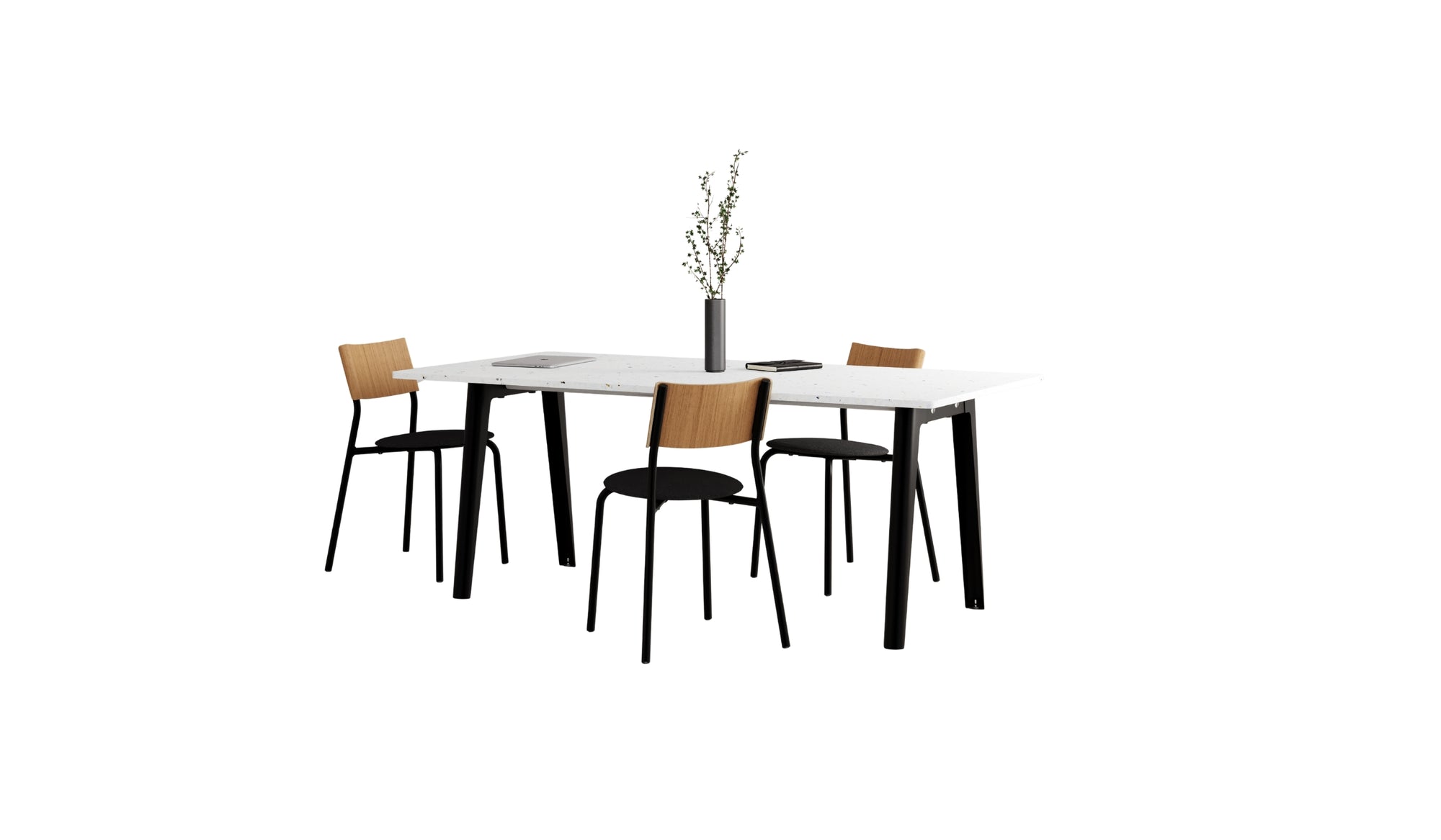 Table New Modern, 8 personnes, plastique recyclé blanc et acier noir graphite