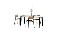 Table New Modern, 8 personnes, plastique recyclé blanc et acier noir graphite