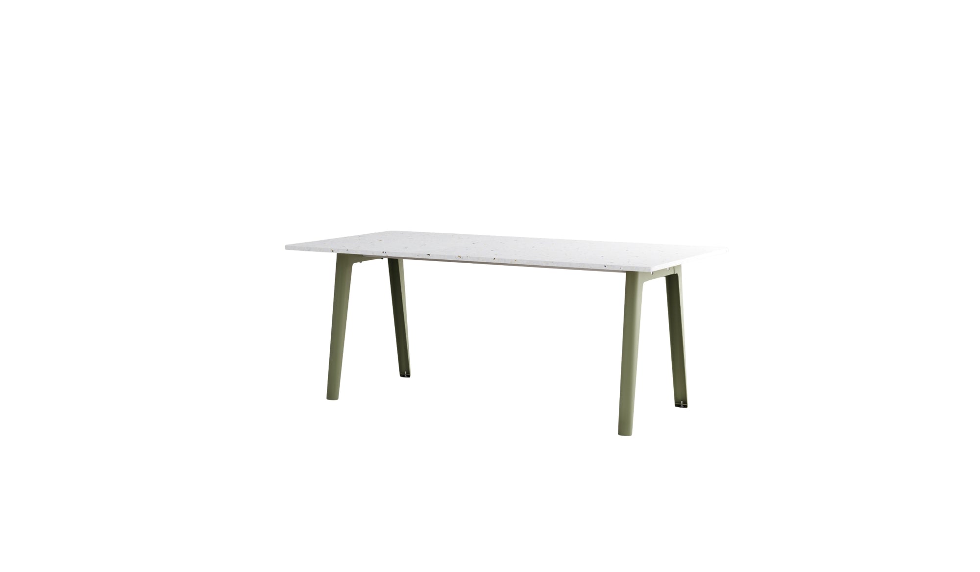 Table New Modern, 8 personnes, plastique recyclé blanc et acier vert kaki