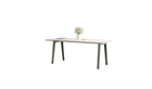 Table new Modern, 8 personnes, plateau stratifié blanc et acier gris eucalyptus