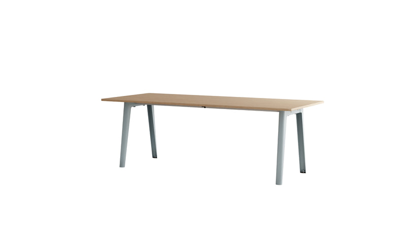 New Modern table, 10 people, wood and pale blue steel