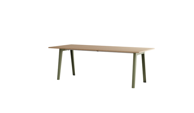 Table New Modern, 10 personnes, bois et acier vert kaki