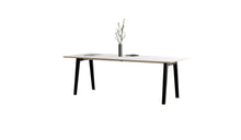 Table new Modern, 10 personnes, plateau stratifié blanc et acier noir graphite