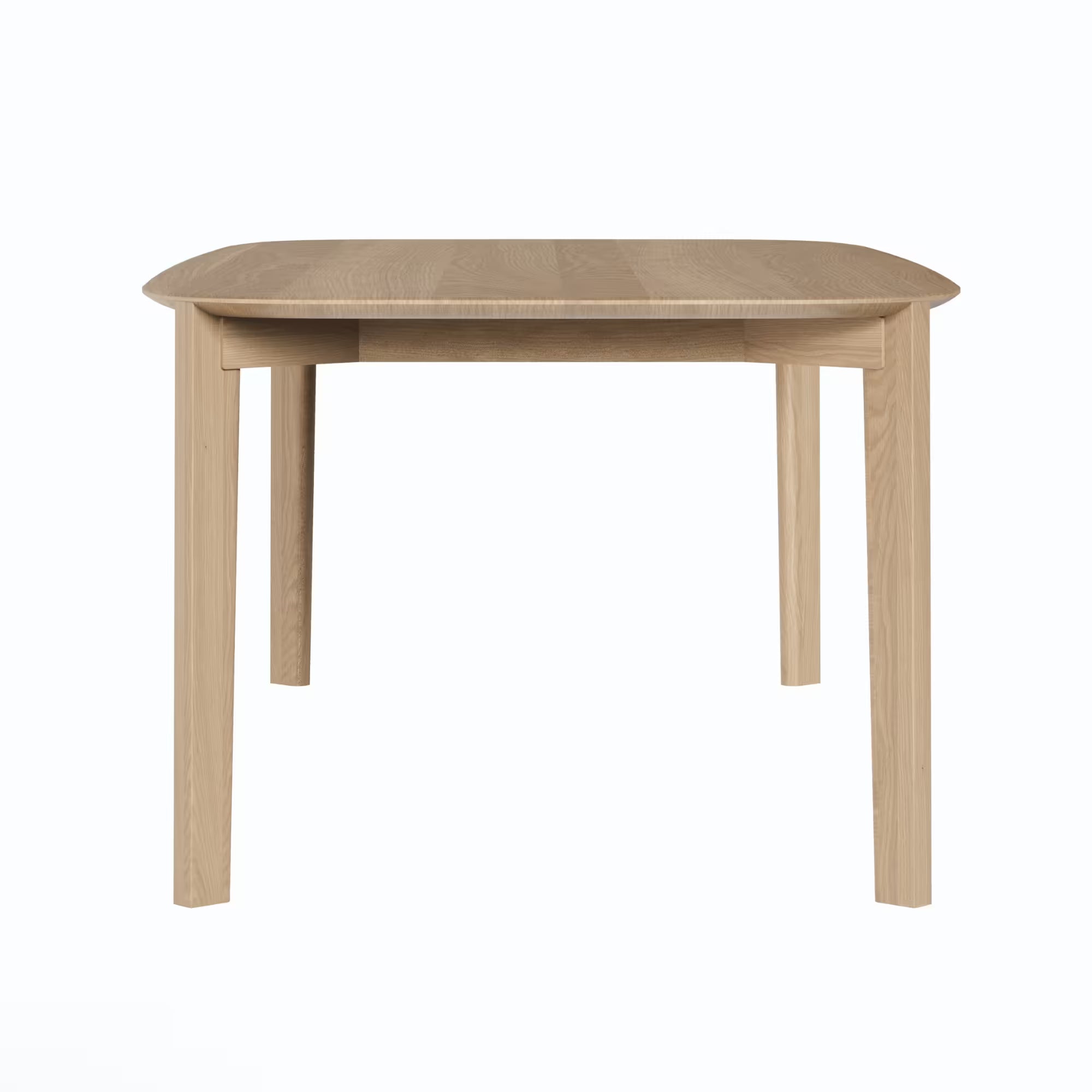 Vue frontale de la table Soma 240 cm de WeWood en chêne massif, 8 à 10 places, sur fond blanc