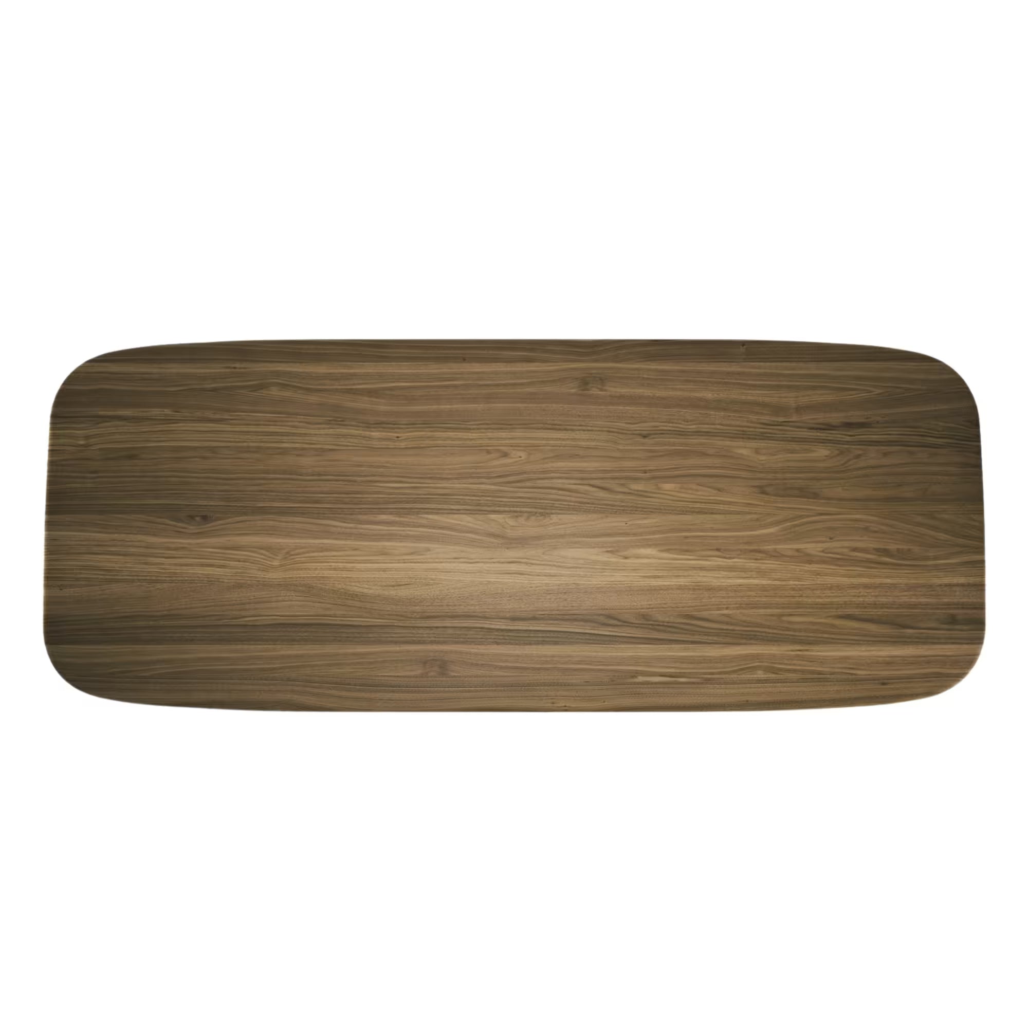 Vue du dessus de la table Soma 300 cm en noyer massif par Wewood, 10 à 12 places, sur fond blanc