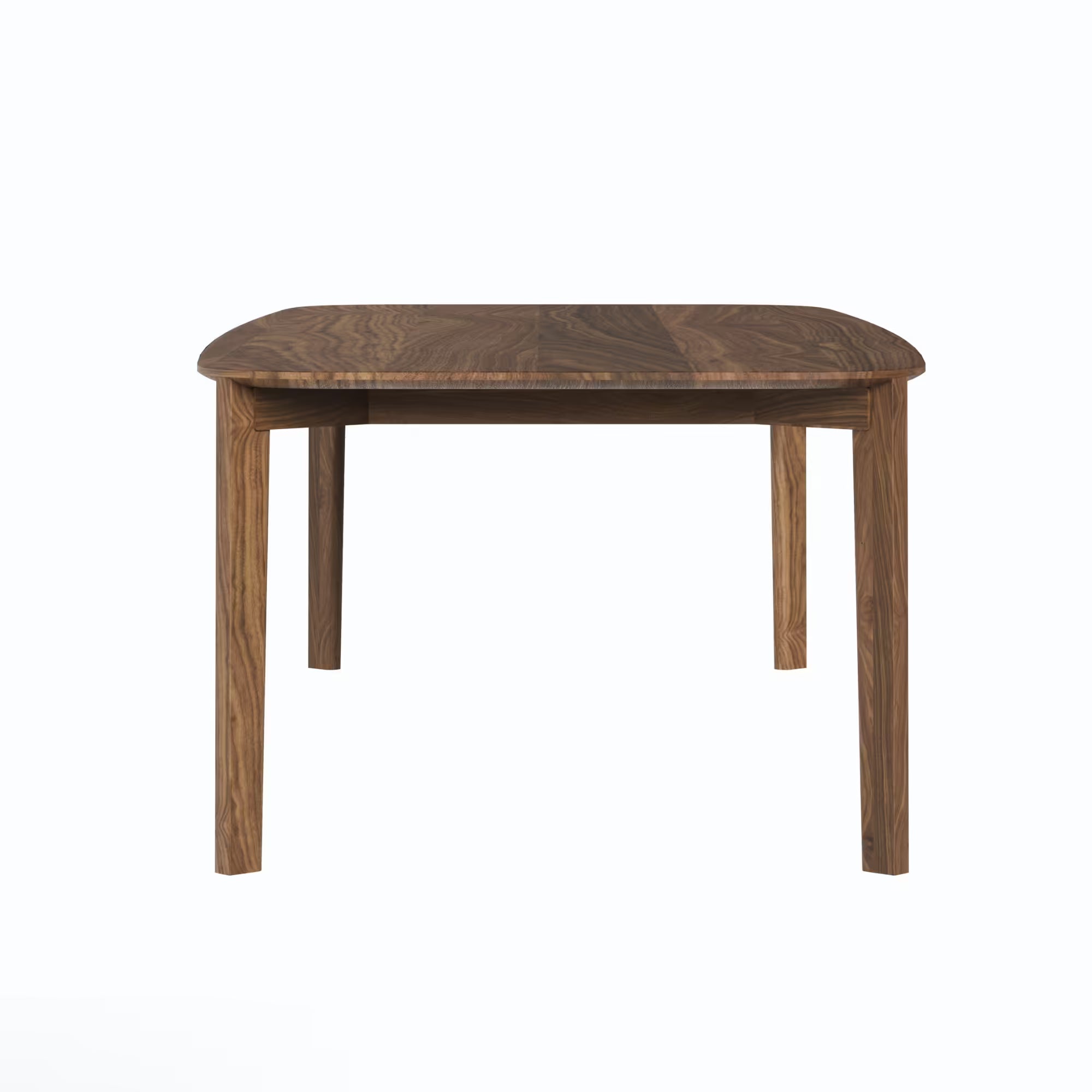 Vue frontale de la table Soma 300 cm de WeWood en noyer massif, 10 à 12 places, sur fond blanc