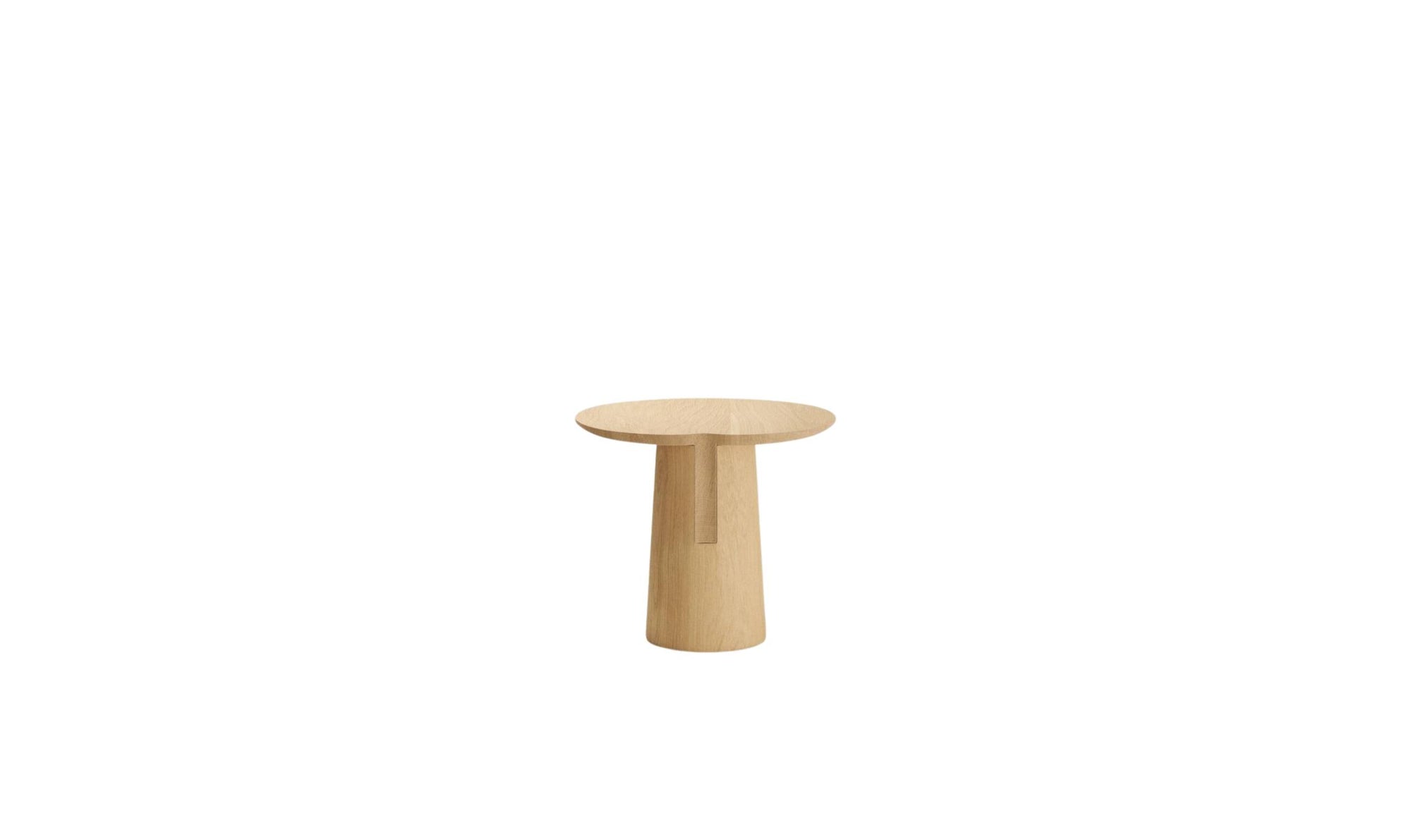 Table d’appoint en chêne massif Anchor vue arrière sur fond blanc
