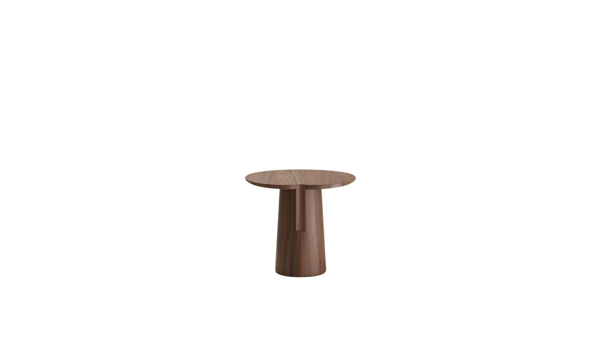 Table d’appoint en noyer massif Anchor, vue arrière sur fond blanc