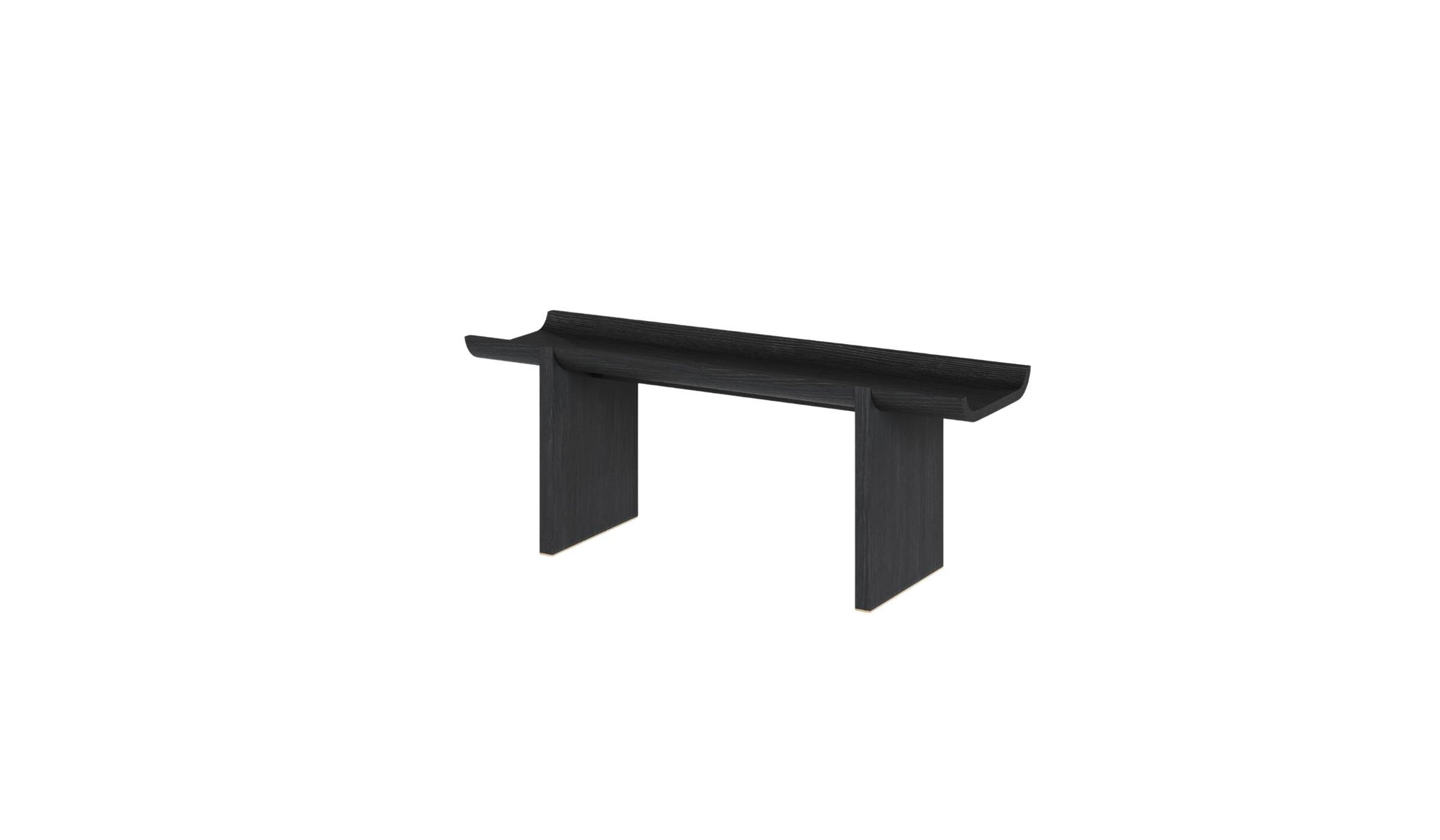 Table d'appoint Rigoles de WeWood en chêne fumé, design organique avec plateau sculpté, vue de trois quarts sur fond blanc