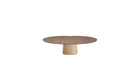 Table basse Anchor de Wewood en noyer et marbre travertin, vue frontale centrée sur fond blanc.