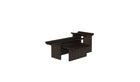 Ensemble de tables Rigoles de WeWood en chêne brun, trois hauteurs au design organique, vue en perspective sur fond blanc