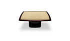 Bossa Luxury Square Coffee Table in Lacquered Mahogany Wood, Rattan and Glass