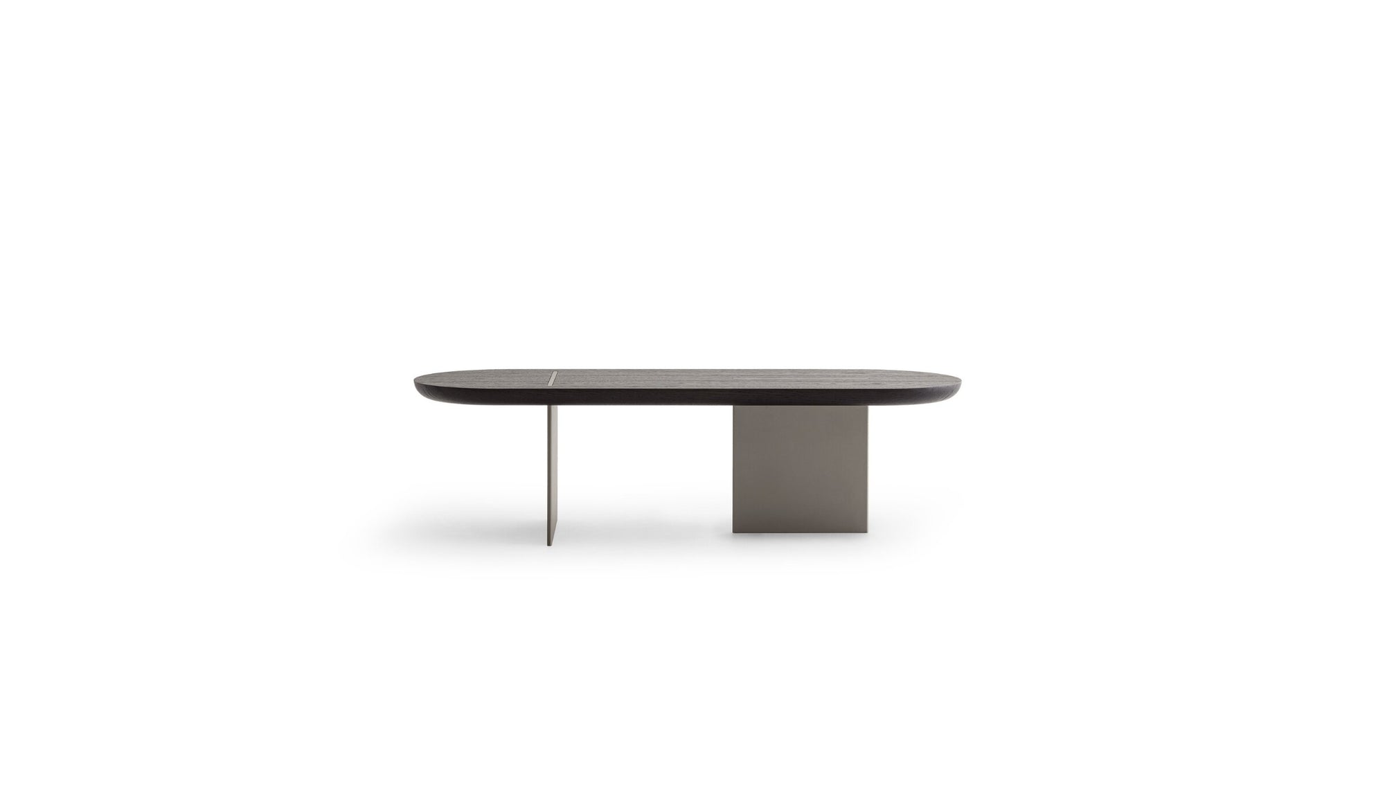 Baguette Haute Italian design coffee table, in oak &amp; champagne metal