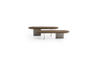 Duo de tables basse design italien Baguette, en noyer & métal champagne