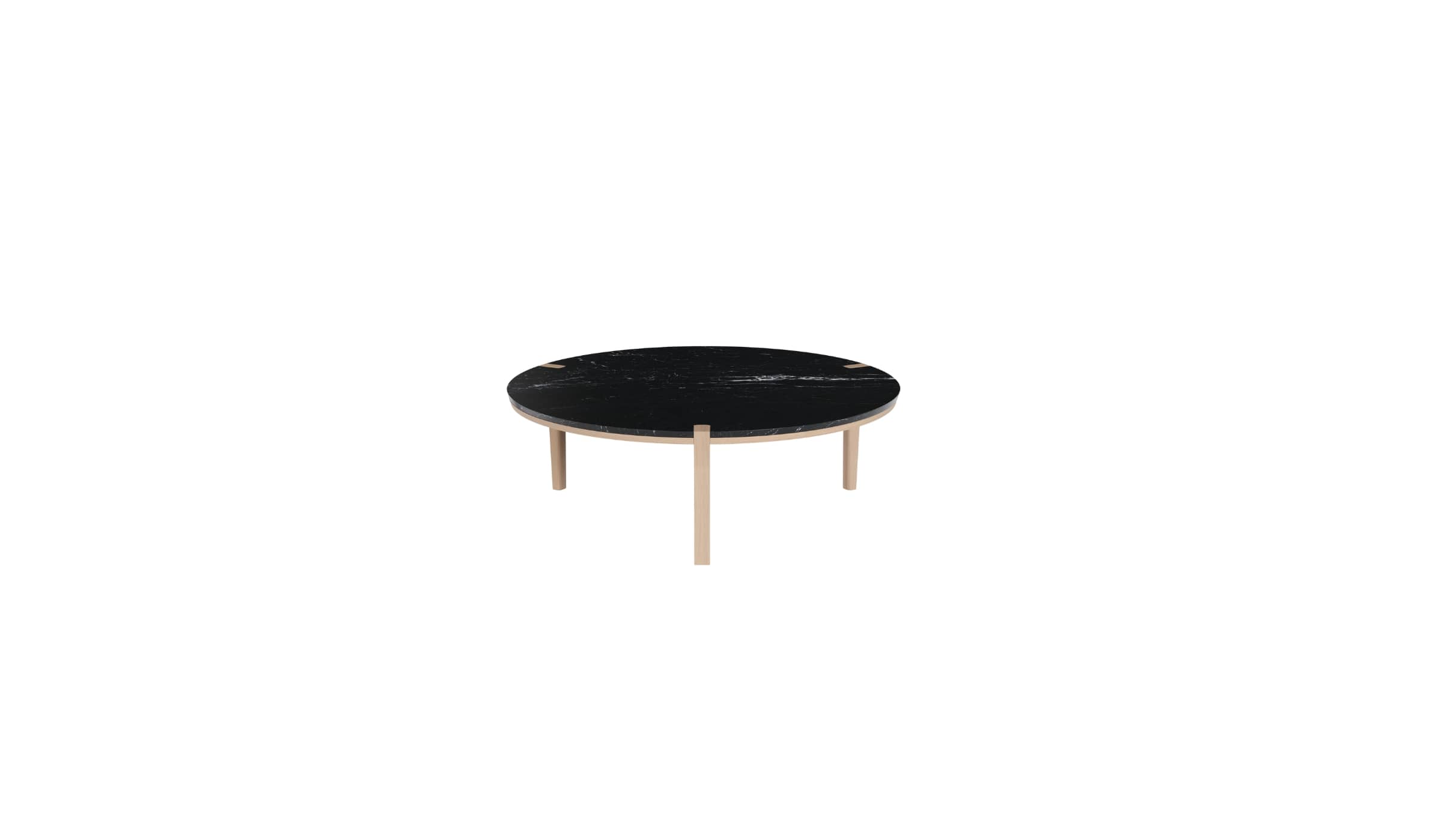 Corner round coffee table, in Nero Marquina marble