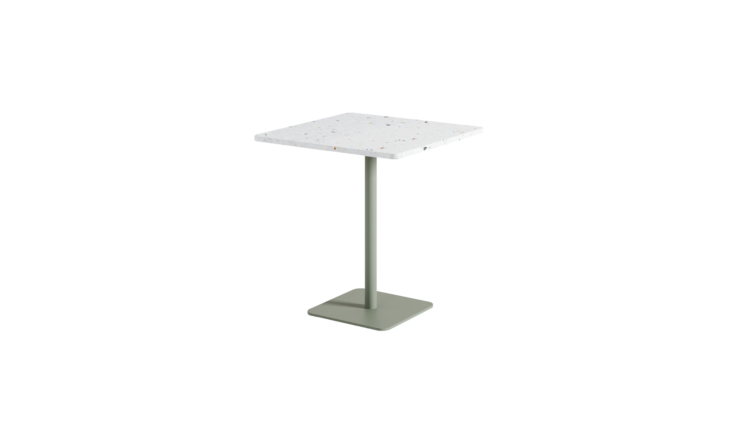 Table de bistrot carrée Moka, plastique recyclé et acier gris eucalyptus