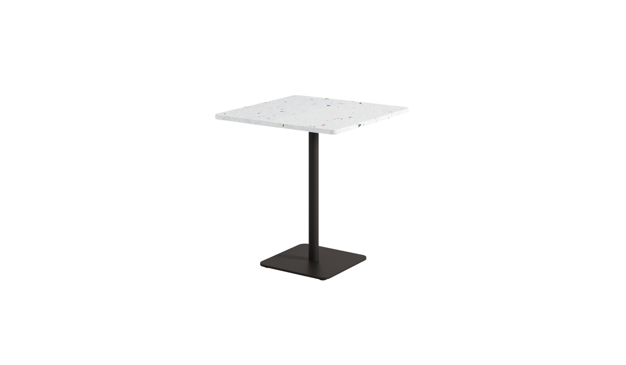 Table de bistrot carrée Moka, plastique recyclé et acier noir graphite