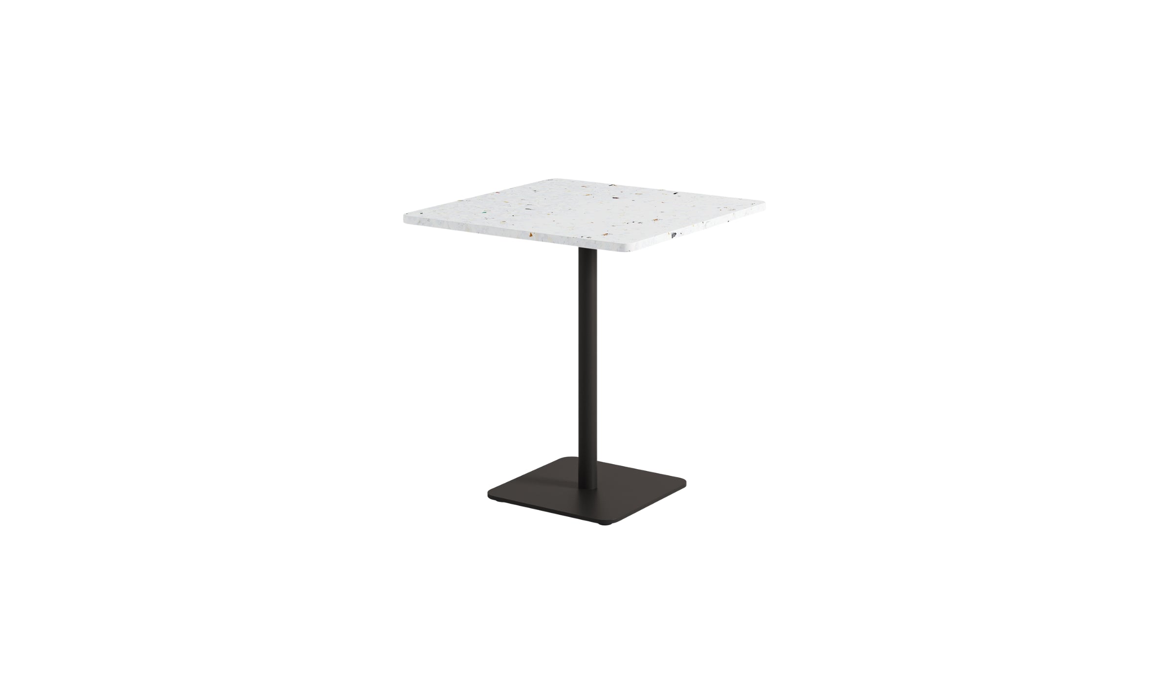 Table de bistrot carrée Moka, plastique recyclé et acier noir graphite