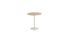 Table de bistrot ronde Moka, chêne et acier blanc crème