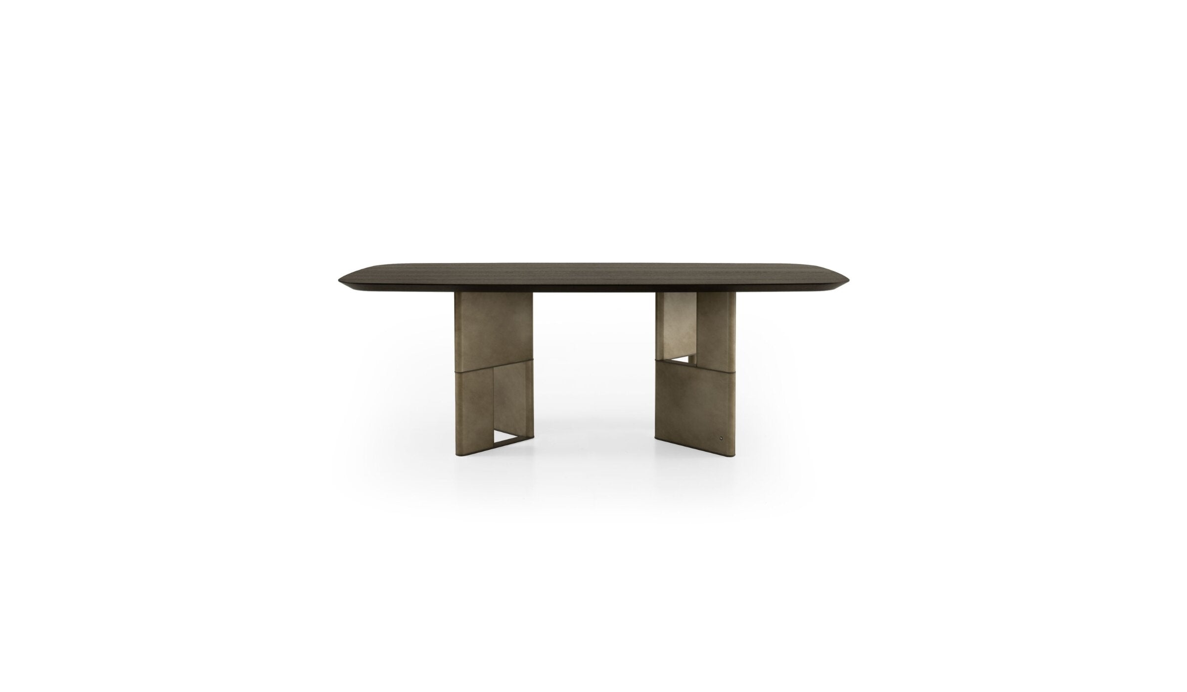 Tetris Italian design dining table, in Laguna oak wood &amp; oxidized bronze legs