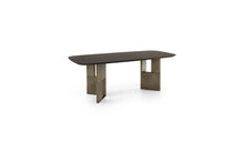 Tetris Italian design dining table, in Laguna oak wood &amp; oxidized bronze legs