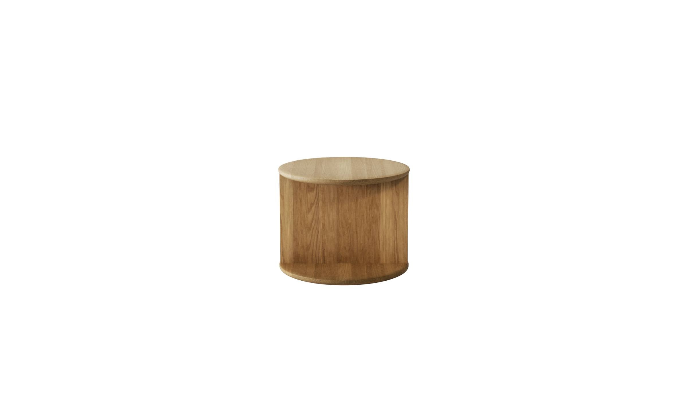 Table de chevet Duplex en chêne massif de Wewood, vue de face sur fond blanc