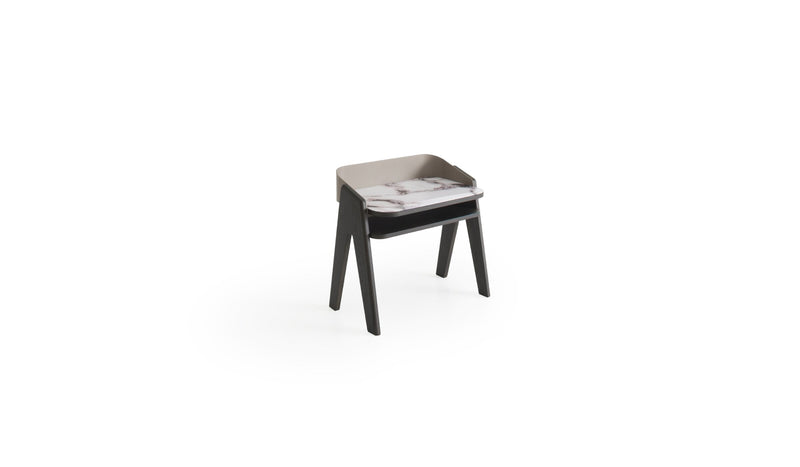 Bavero bedside table, in Laguna oak &amp; Trinity printed glass