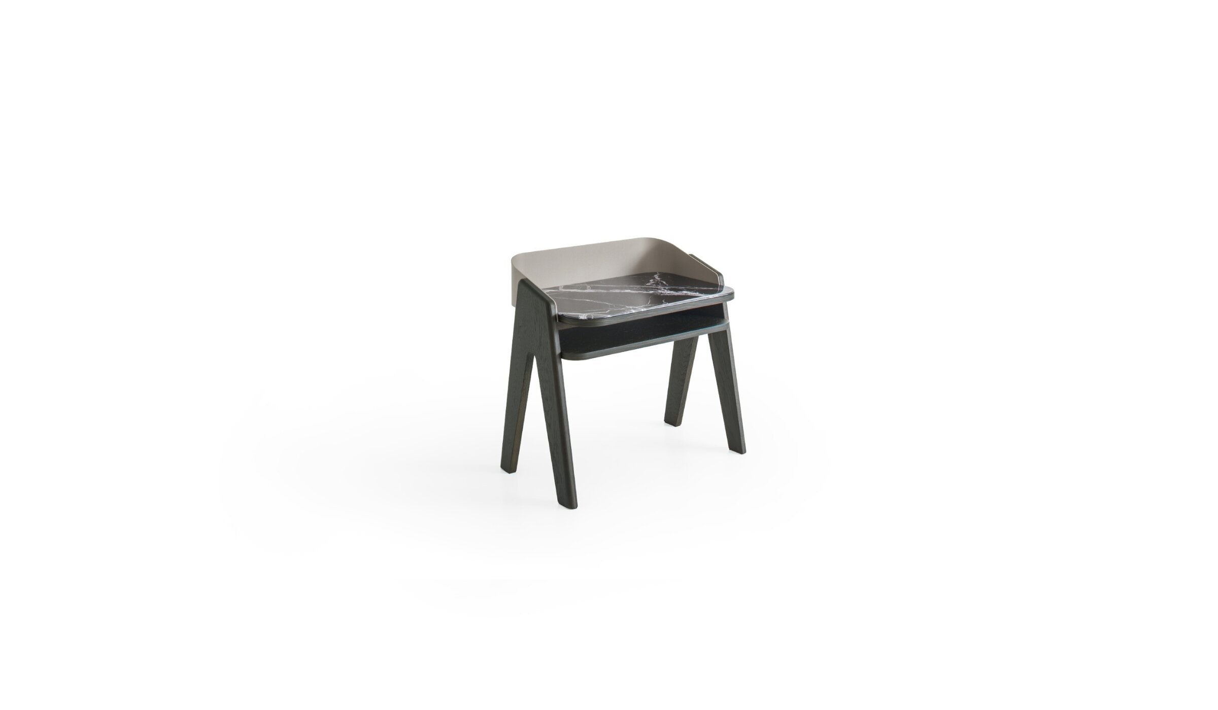 Bavero bedside table, in Laguna oak &amp; Breccia printed glass