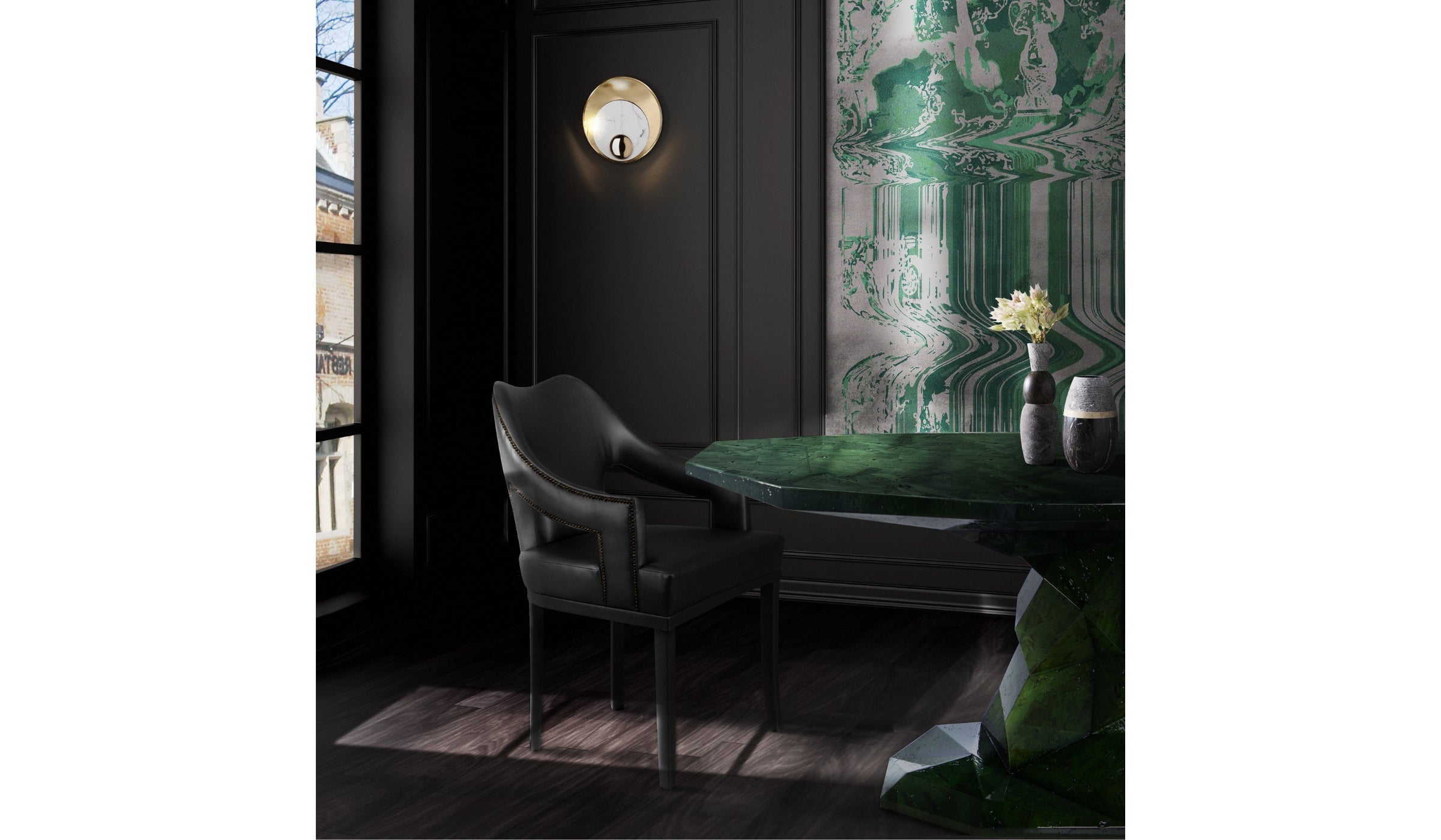 Bonsai Big - Modern design dining table with luxurious green mahogany finish
